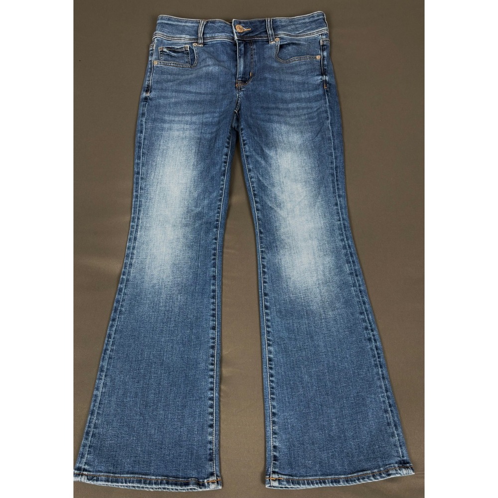 American Eagle Flare Jeans Womens 8 X-Short Blue Super Stretch Denim